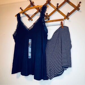 NWT Soma Navy Lace-Trim Camisole & Shorts Matching Pajama Set